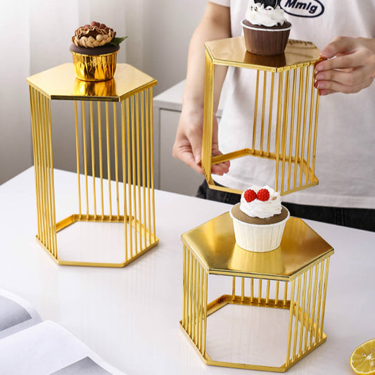 Nordic Geometry Shelf Display Shelf Iron Simple Living Room Green Plant Pot Shelf Cube Dessert Cake Shelf